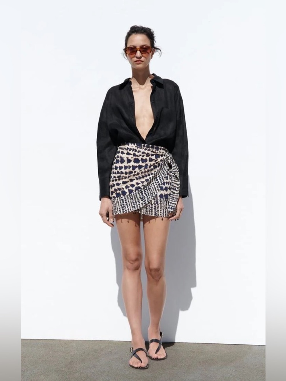 ZARA Beaded Printed Wrap Mini Skirt | Size S | NWT